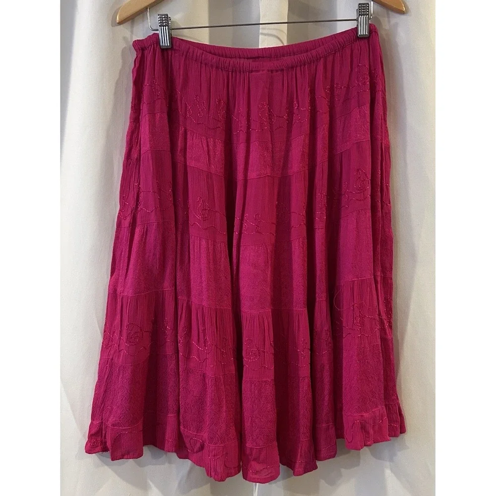 Indian Tropical Fashion‎ Women's Embrodiered Skirt Pink Size Free Size